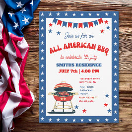 4th of July BBQ Party – ALL AMERICAN BBQ 招待状