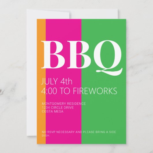 4th of July BBQ Party Invitation 招待状 (正面)