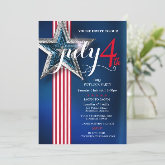 4th of July BBQ Potluck Party   招待状 (スタンド正面)