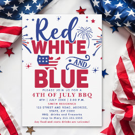 4th of July BBQ - Red, White, and Blue Celebration 招待状