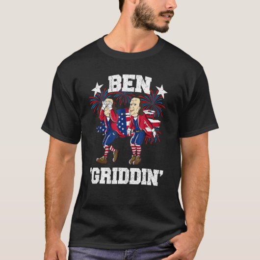 4th of July Benjamin Franklin Griddy Ben Griddin Tシャツ (正面)