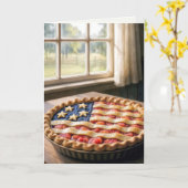 4th of July Birthday with American Flag Pie カード (黄色い花)