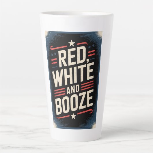 4th of July Booze Party | Red White and Booze カフェラテマグ (正面)