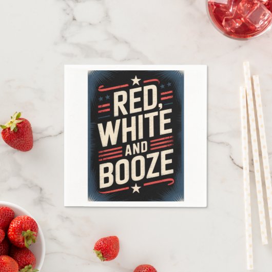 4th of July Booze Party | Red White and Booze スタンダードカクテルナプキン (インサイチュ)