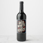 4th of July Booze Party | Red White and Booze ワインラベル (正面)