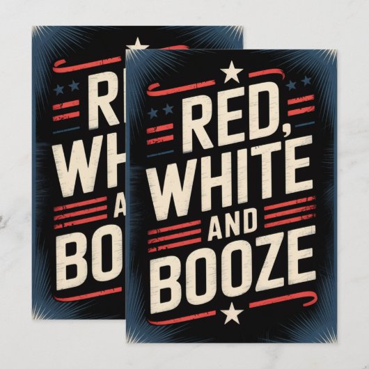 4th of July Booze Party | Red White and Booze 招待状 (正面/裏面)