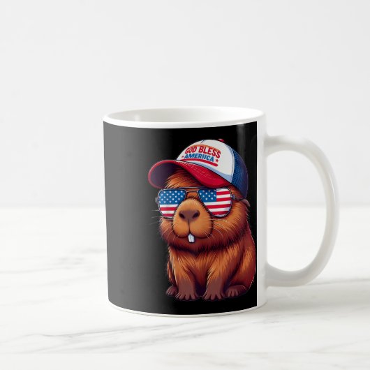 4th Of July Capybara – God Bless America Hat And P コーヒーマグカップ (右)
