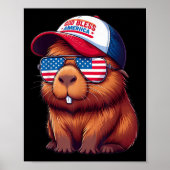 4th Of July Capybara – God Bless America Hat And P ポスター (正面)