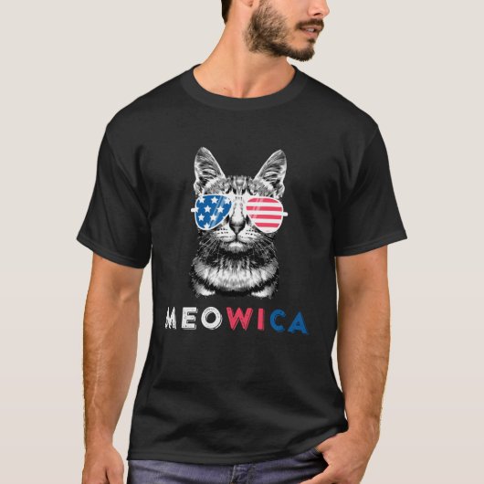 4th Of July Cat Meowica Merica Kitty Patriotic Cat Tシャツ (正面)