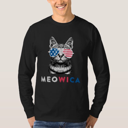 4th Of July Cat Meowica Merica Kitty Patriotic Cat Tシャツ (正面)