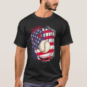 4th Of July Catcher Baseball Player US Flag Sport Tシャツ (正面)