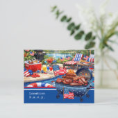 4th of July Celebration Barbecue Party invitation ポストカード (スタンド正面)
