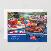 4th of July Celebration Barbecue Party invitation ポストカード (正面/裏面)