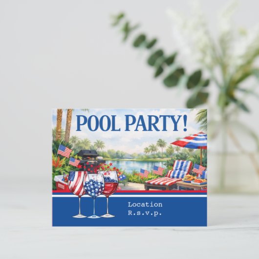 4th of July Celebration Barbecue Pool Party  ポストカード (スタンド正面)