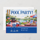 4th of July Celebration Barbecue Pool Party  ポストカード (正面/裏面)