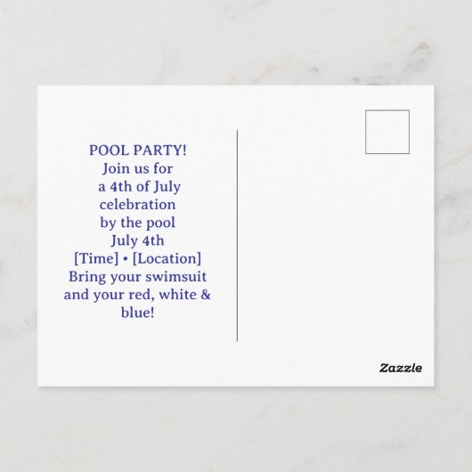 4th of July Celebration Barbecue Pool Party ポストカード (裏面)