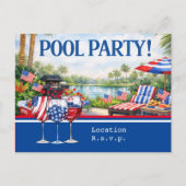 4th of July Celebration Barbecue Pool Party  ポストカード (正面)