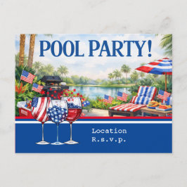 4th of July Celebration Barbecue Pool Party  ポストカード