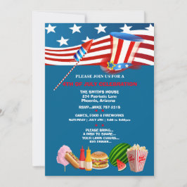 4th of July Celebration Party Patriotic   招待状