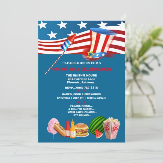 4th of July Celebration Party Patriotic 招待状 (スタンド正面)