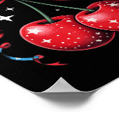 4th Of July Cherries Coquette Bow Patriotic Cherry ポスター (角)