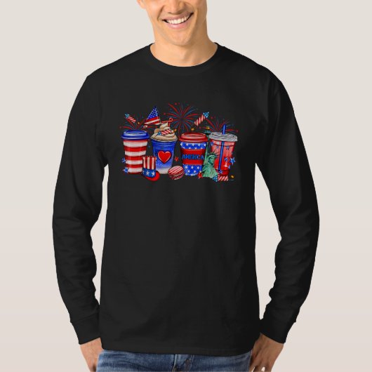 4th Of July Coffee Cups Patriotic Independence Cof Tシャツ (正面)