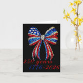 4th Of July Coquette American Flag Bow Funny Girls カード (黄色い花)