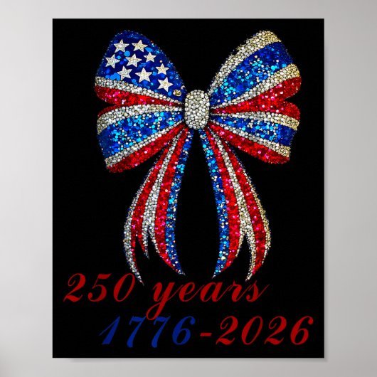 4th Of July Coquette American Flag Bow Funny Girls ポスター (正面)