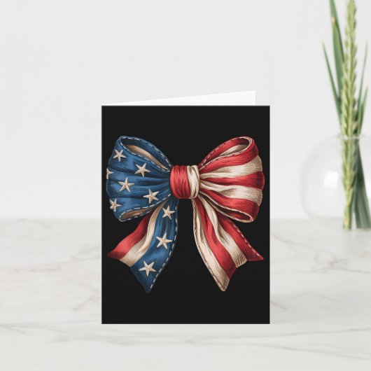 4th Of July Coquette Bow American Flag 1776 Indepe カード (正面)