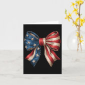 4th Of July Coquette Bow American Flag 1776 Indepe カード (黄色い花)