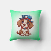 4th of July Cute Puppy With American Hat-71009 クッション (裏面)