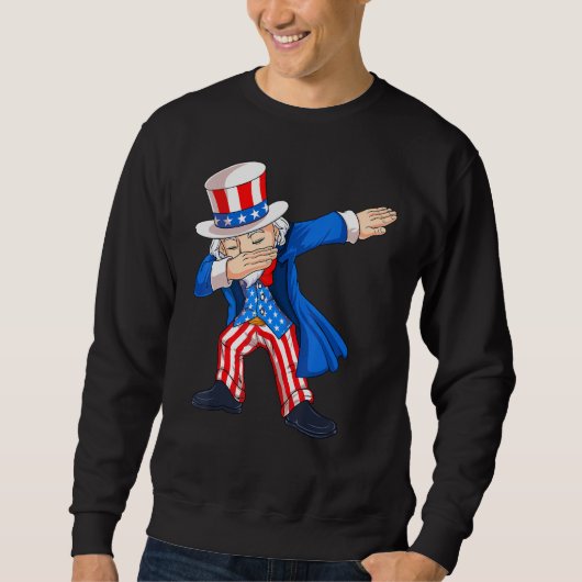 4th Of July Dabbing Uncle Sam American Flag Kids B スウェットシャツ (正面)