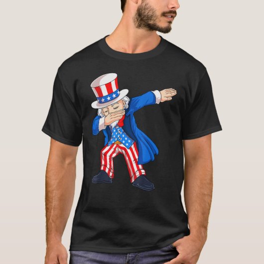 4th Of July Dabbing Uncle Sam American Flag Kids B Tシャツ (正面)