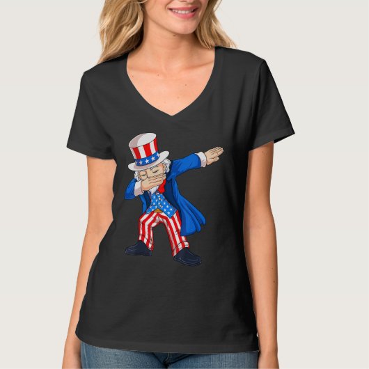 4th Of July Dabbing Uncle Sam American Flag Kids B Tシャツ (正面)