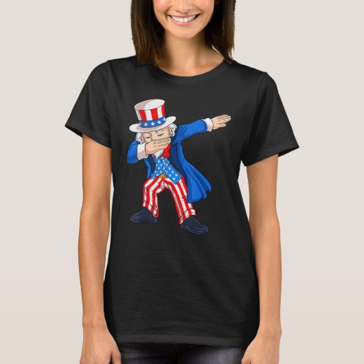 4th Of July Dabbing Uncle Sam American Flag Kids B Tシャツ (正面)