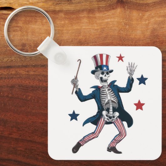 4th of July Dancing Skeleton キーホルダー (正面)