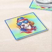 4th Of July Dog Sublimation-66361 スクエアペーパーコースター (アングル)