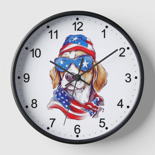 4th Of July Dog Sublimation-66361 壁時計 (正面)