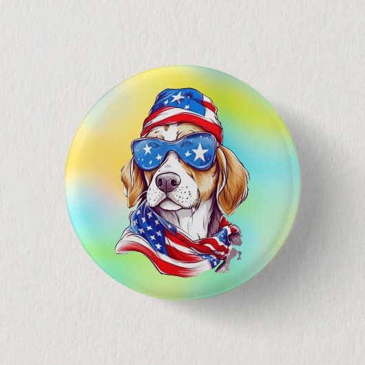 4th Of July Dog Sublimation-66361 缶バッジ (正面)
