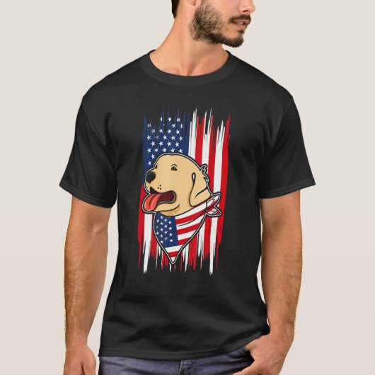 4th of July Dog USA Independence Day American Holi Tシャツ (正面)
