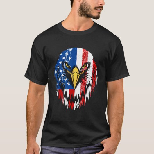 4th of July Eagle Patriotic American Flag USA Tシャツ (正面)