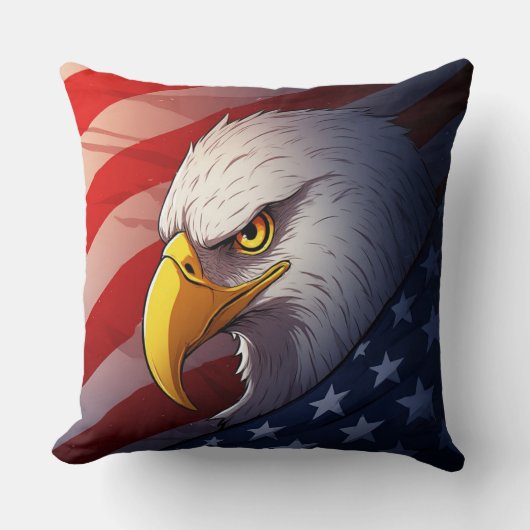 4th of July Eagle – Patriotic USA Design クッション (正面)