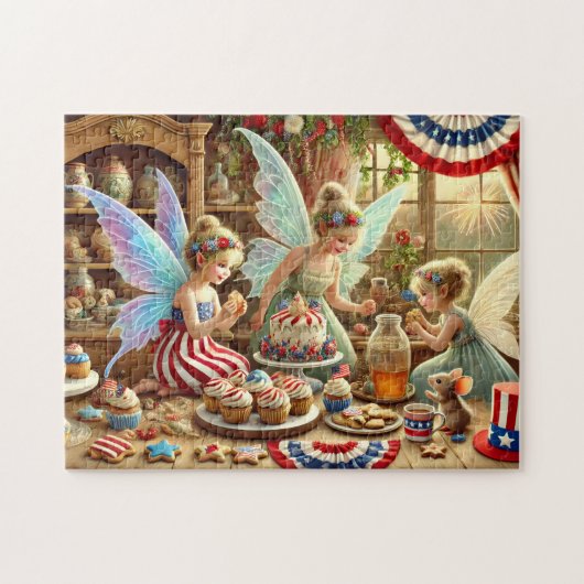 4th of July Fairy Tea Party Patriotic Dessert Tabl ジグソーパズル (横)