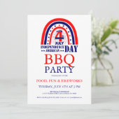 4th of July Fireworks BQ パーティー招待状 招待状 (スタンド正面)