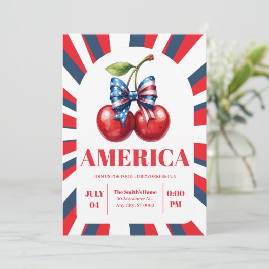 4th of July Fireworks Independence Day Party 招待状 (スタンド正面)