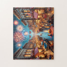4th of July Fireworks Small Town Celebration ジグソーパズル