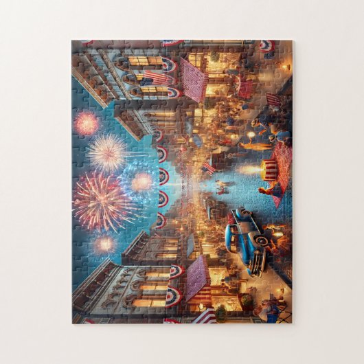 4th of July Fireworks Small Town Celebration ジグソーパズル (縦)