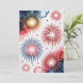 4th of July Fireworks | Watercolor Patriotic Art 案内状 (スタンド正面)