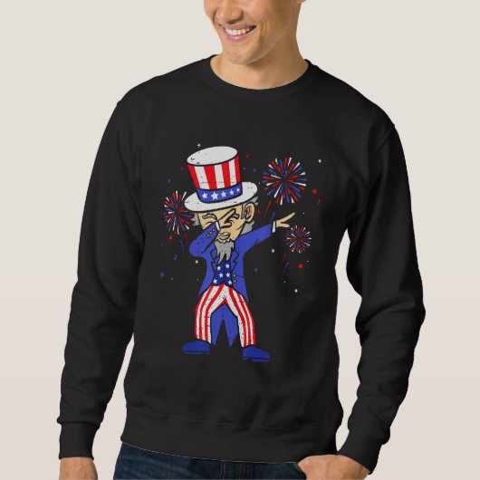 4th Of July  For Kids  Dabbing Uncle Sam Boys Men スウェットシャツ (正面)