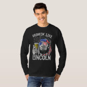 4th of July for Men Drinking Like Lincoln Abraham  Tシャツ (正面フル)